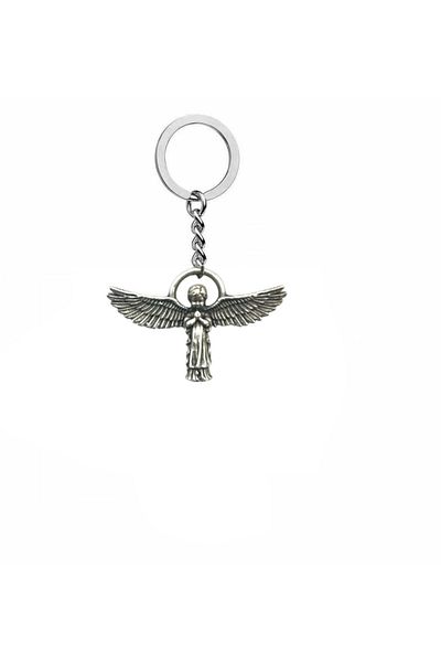 Herşey Nota Unisex Metal Keychain with Children's Angel Figure – Meaningful Accessory with the Theme of Purity and Protection