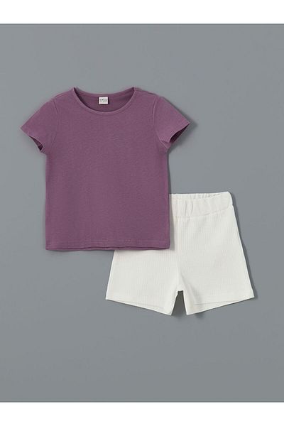 LC Waikiki Lcw Crew Neck Girls' T-Shirt and Shorts