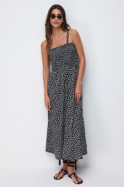 No Matter What Gemustertes, zweireihiges, langes Schürzenkleid