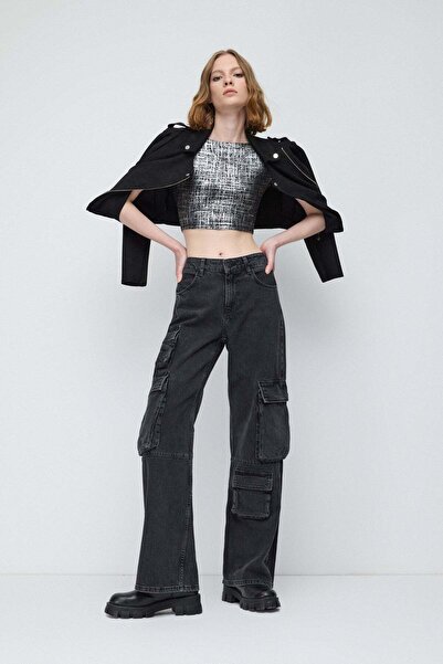 No Matter What Rückenfreies Basic-Top mit Folienprint