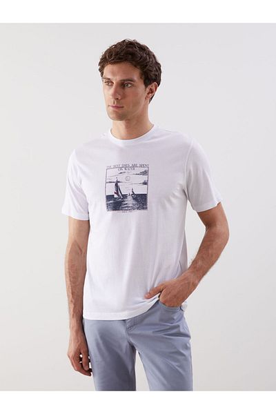 LC Waikiki New Season Crew Neck Printed Combed Cotton Men's T-Shirt - S5J100Z8