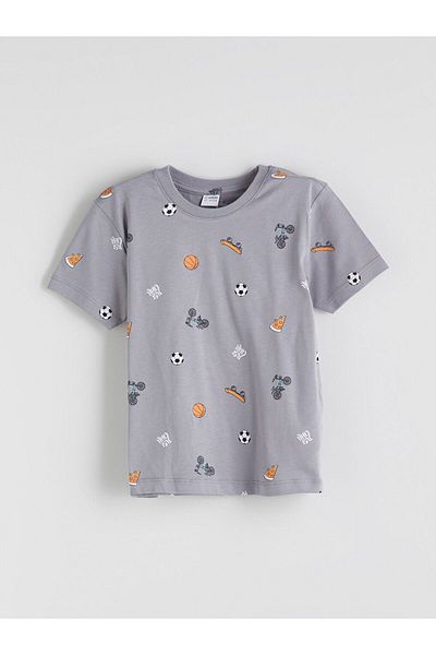 LC Waikiki Orange Printed Boys' Shorts Pajama Set 2-Piece