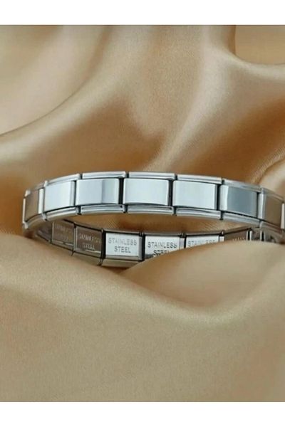 FLORAS JEWELRY High Quality Silver Stainless Steel Charm Bracelet (18cm)