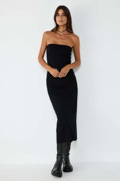 No Matter What Trägerloses Midikleid mit geradem Schnitt