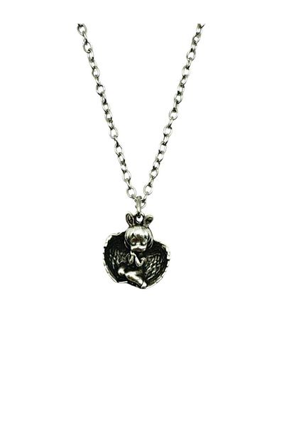 Herşey Nota Unisex Necklace with Sad Angel Figure – Emotional and Spiritual Themed Accessory with 60 cm Chain