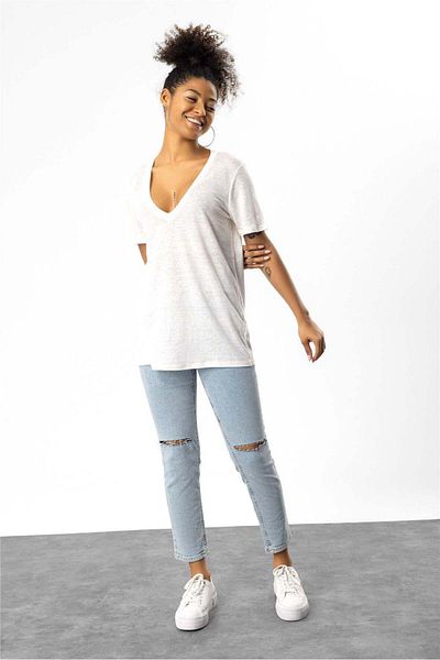 No Matter What V Neck Linen T-shirt