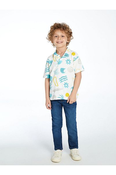 LC Waikiki Resort Collar Printed Boy's T-Shirt