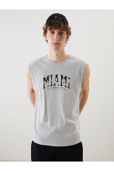 LC Waikiki New Season Crew Neck Printed Combed Cotton Men's Sleeveless T-Shirt - S5Fe04Z8