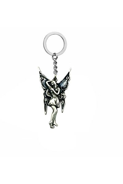 Herşey Nota Unisex Metal Keychain with Fairy Figure – Fantastic Accessory with Imagination and Nature Theme
