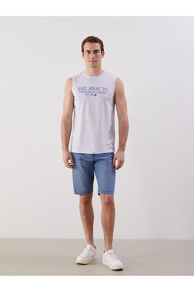LC Waikiki Ανδρικό αμάνικο μπλουζάκι με στάμπα New Season Crew Neck - S5IS81Z8