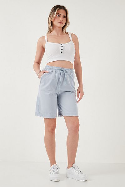 Lela Cotton Standard Fit Normal Waist Tie Pocket Shorts Shorts 668Yp5326