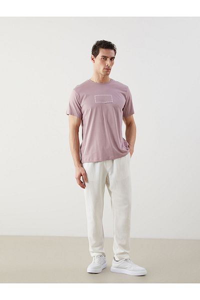 LC Waikiki New Season Crew Neck Κοντό μανίκι εμπριμέ χτενισμένο βαμβακερό ανδρικό Tisort - S5KU23Z8