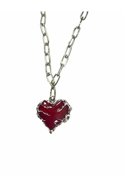Herşey Nota Unisex Necklace with Heart Guard Figure –Red - 60 cm - Symbolic Protection and Love Themed Accessory