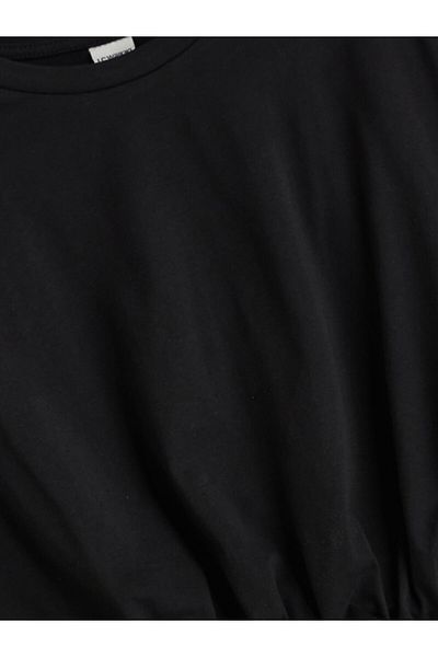 LC Waikiki New Black Crew Neck Girls Crop T-Shirt