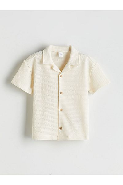 LC Waikiki Ecru Crew Neck Basic Boy's Shirt