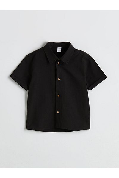 LC Waikiki Black Short Sleeve Basic Boy's Shirt