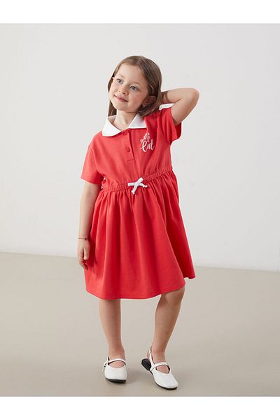 LC Waikiki Lcw Polo Collar Girl's Pique Dress