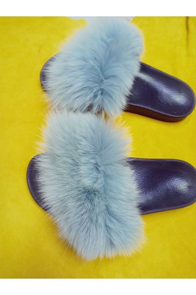 hoaryage Genuine Mink Fur Slippers