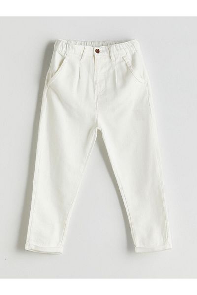 LC Waikiki Ecru Elastic Waist Linen Blended Boy's Trousers