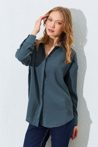 Manche Modal Women's Shirt - Khaki |   Mkes168262--1