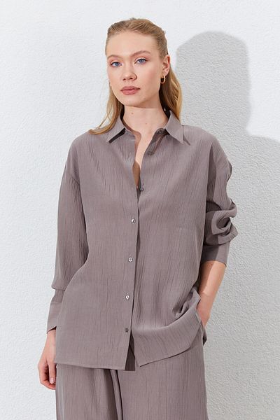 Manche Oversize Shirt - Mink |   Mkes161831--1