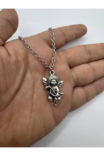 Herşey Nota Unisex Necklace with Arrow-Shooting Eros Figure – Symbol of Love, Mythological Design, Accessory with 60 cm Chain