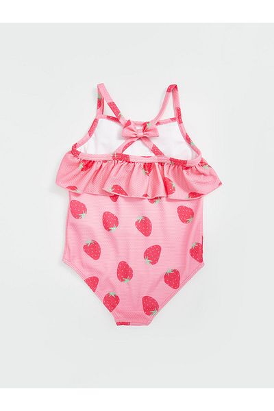 LC Waikiki Lcw Crew Neck Strawberry Printed Girls' Swimsuit Fast Fashion