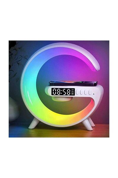 SIKS 3 In 1 Wireless Charging Station With Rgb Lamp, Bluetooth Speaker, 5w Speaker, White