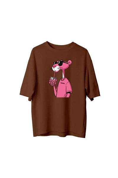 Koklonmoda Unisex Pink Panther Printed Oversize T-Shirt