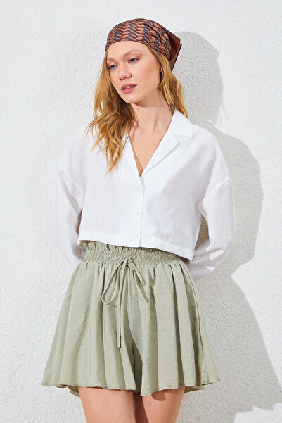 EDITION WOMAN Εκρού Κοντό Πουκάμισο από Μοντάλ |   EK100161445