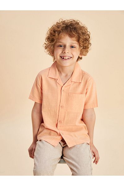 LC Waikiki Lcw Collar Linen Blend Boy's Shirt Fast Fashion