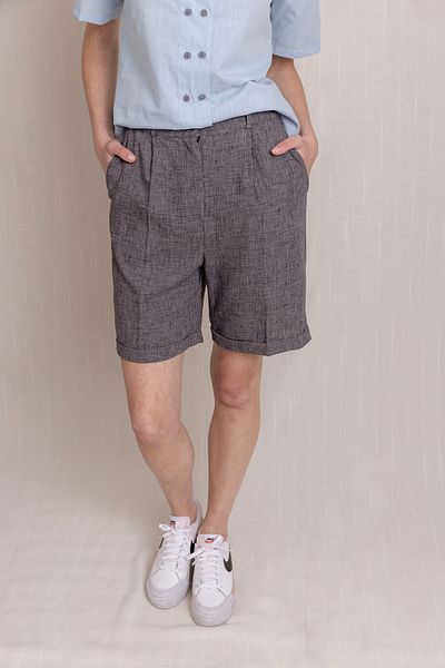 Volanlı Linen Pleated Double Leg Shorts Trousers