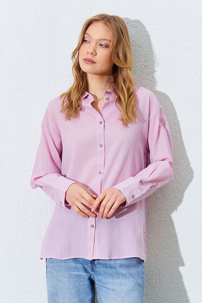 Manche Crinkle Women's Shirt - Pink |   Mkes161201--1