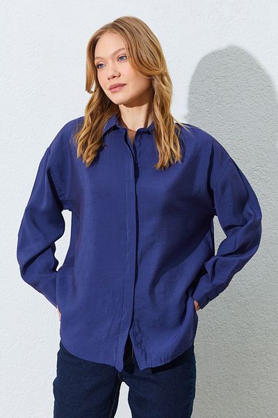 Manche Modal Women's Shirt - Indigo |   Mkes168262--1