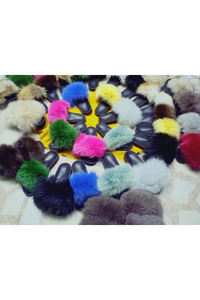 hoaryage Genuine Mink Fur Slippers