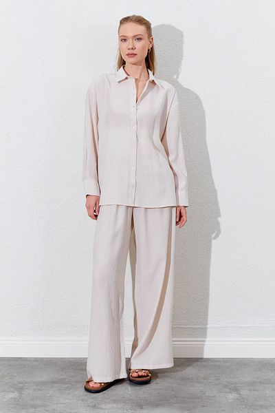 Manche Oversize Shirt - Beige |   Mkes161831--1
