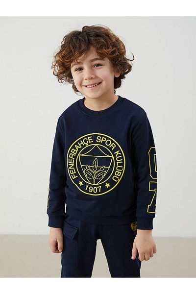 LC Waikiki Lcw Crew Neck Printed Boys Sweatshirt and Sweatpants Bottom 2'Li