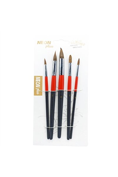 Genel Markalar NEON PLUS MİDİLLİ KIL YUVARLAK UÇLU FIRÇA SETİ HKD-66 5 Lİ