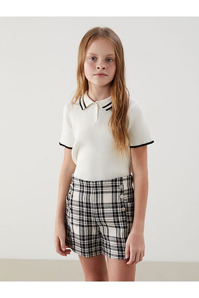 LC Waikiki New Season Girls' Tweed Shorts with Elastic Waist - S5Nv60Z4