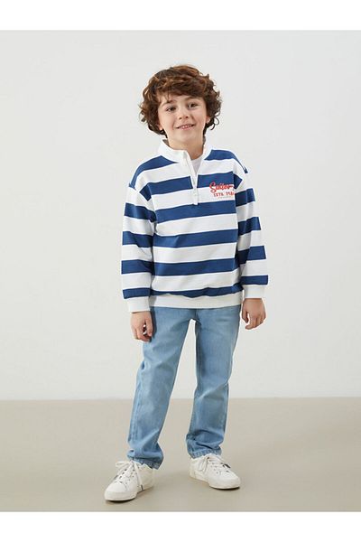 LC Waikiki Stand Collar Striped Baby Boy Sweatshirt