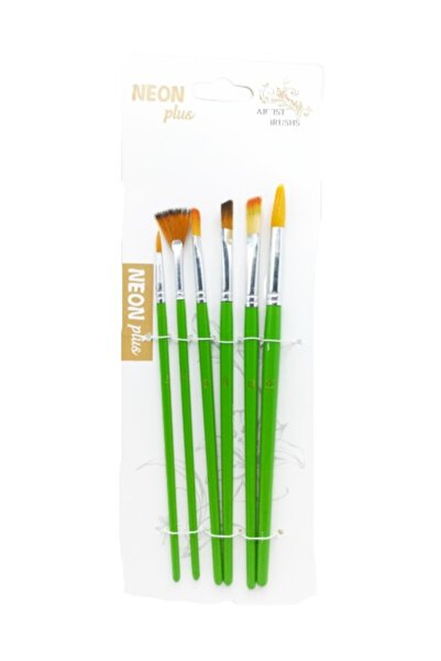 Genel Markalar NEON PLUS YEŞİL SAPLI KARIŞIK UÇLU FIRÇA SETİ HKD-59 6 LI