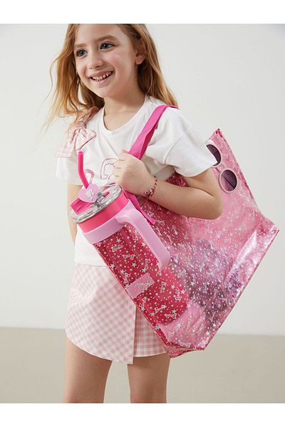 LC Waikiki LCW ACCESSORIES Τσάντα παραλίας για κορίτσια με στάμπα Barbie
