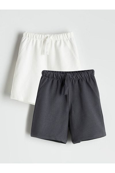 LC Waikiki Gray Elastic Waist Boys Shorts 2 Pack