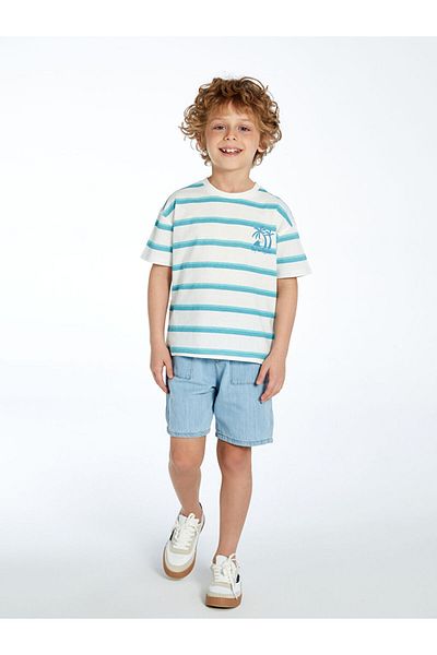 LC Waikiki New Season Basic Boy's Jean Shorts with Elastic Waist