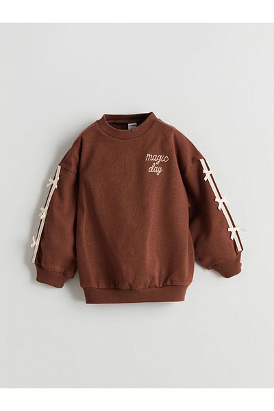 LC Waikiki Lcw Crew Neck Ribbon Detailed Girl's Sweatshirt