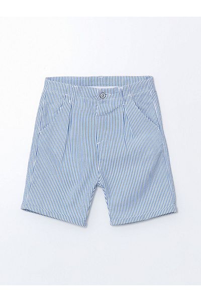 LC Waikiki Blue Striped Gabardine Boy's Pocket Shorts