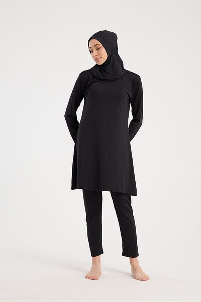 Moda Days Women's Black Full Covered Lycra Hijab Swimsuit Set of 3