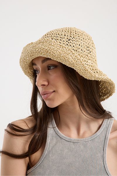 Moda Days Hand Knitted Wide Brim Summer Bohemian Straw Beach Hat
