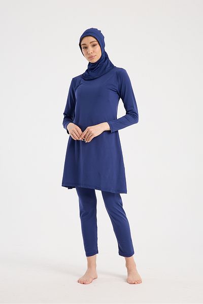 Moda Days Navy Blue Full Covered Lycra Hijab Swimsuit Set of 3