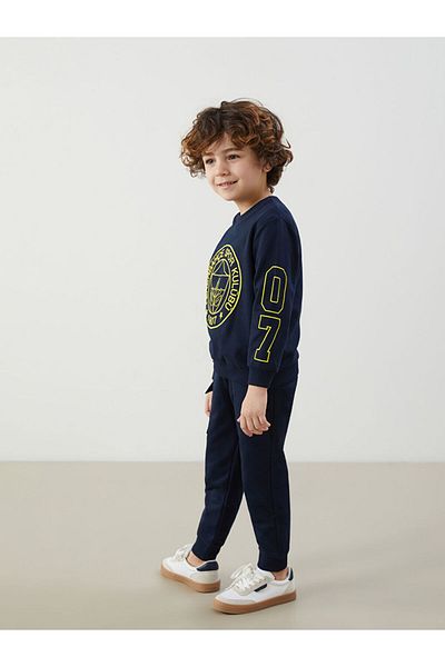 LC Waikiki Lcw Crew Neck Printed Boys Sweatshirt and Sweatpants Bottom 2'Li